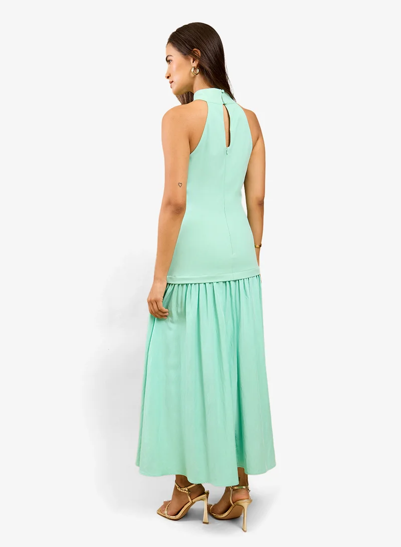 Little Mistress Sage Halter Maxi Dress